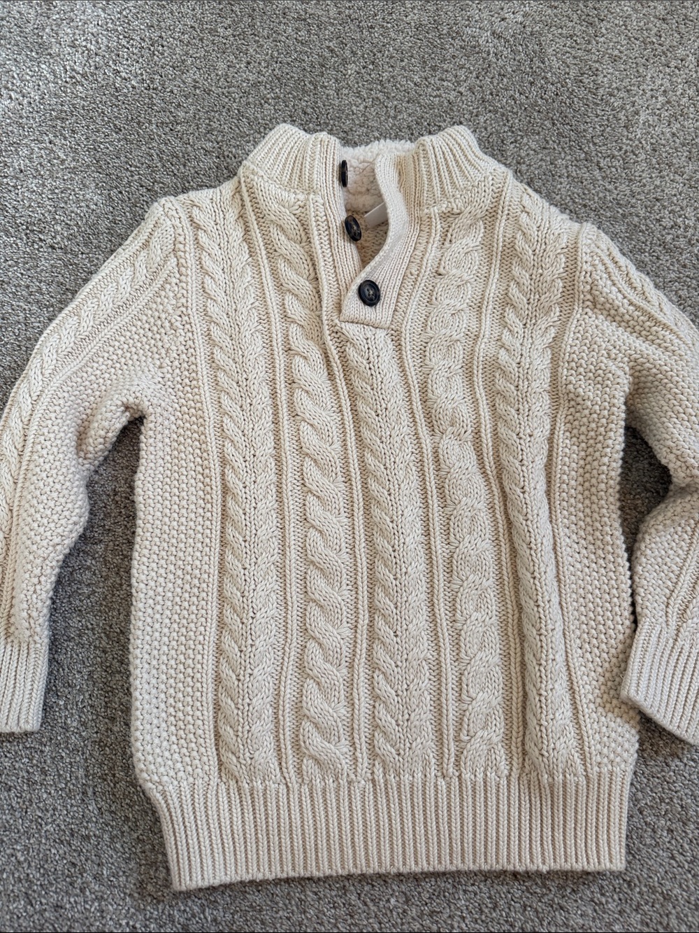 GAP Cream Cable-Knit Half-Placket Sweater